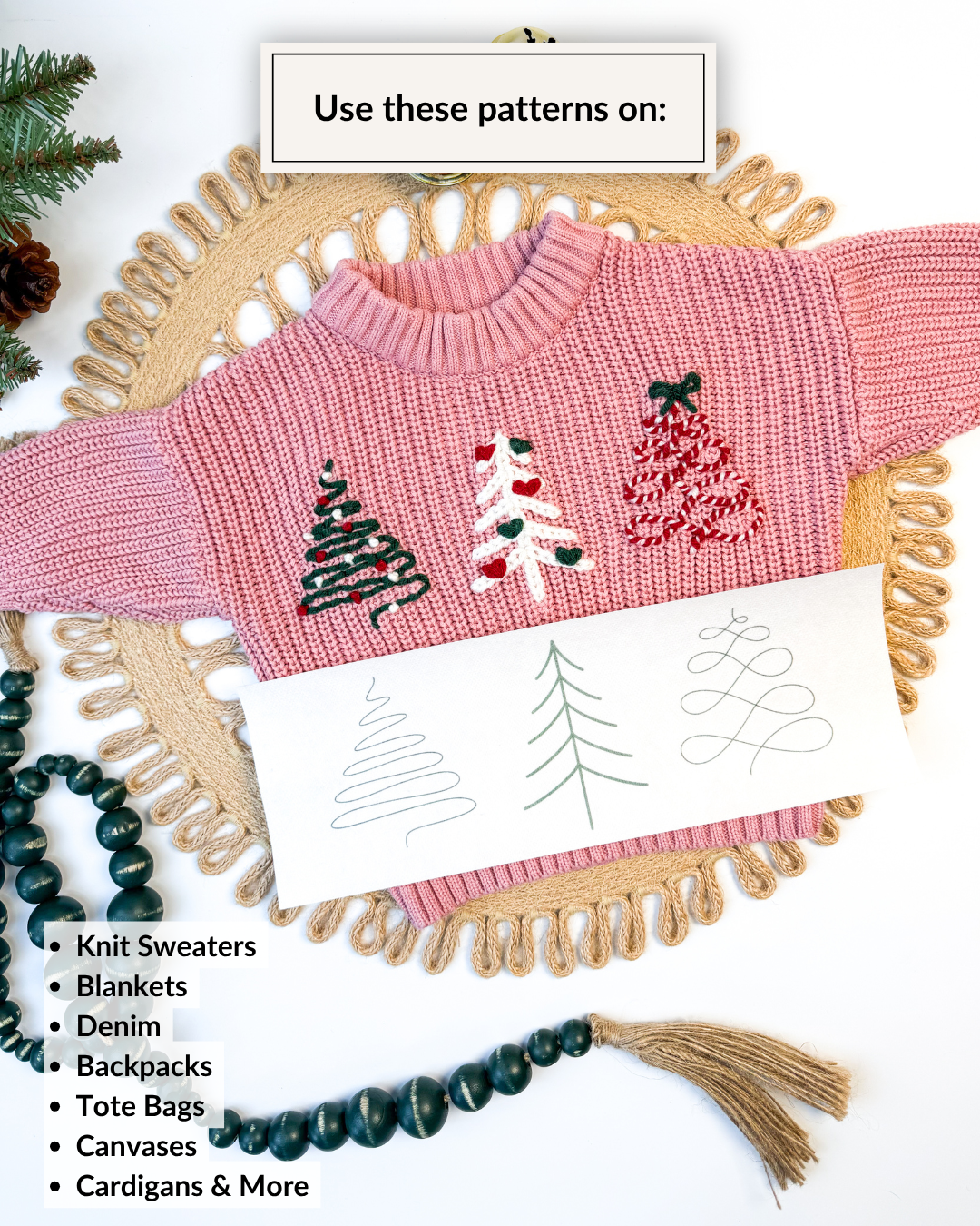 Christmas Tree Lines Yarn Embroidery DIY Kit
