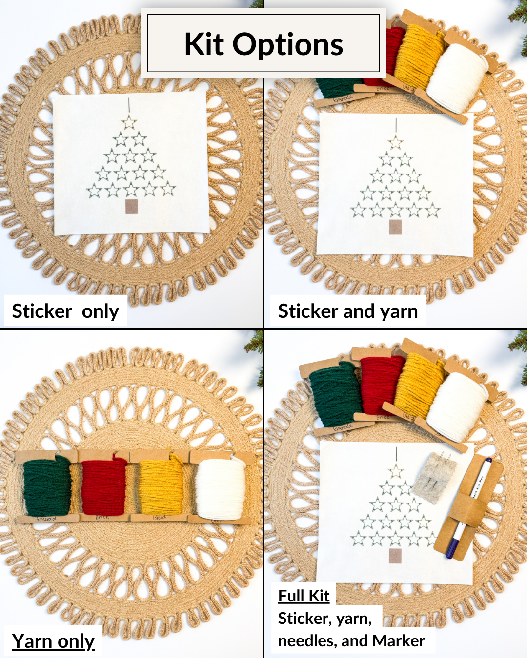 Christmas Tree Symbol Yarn Embroidery DIY Kit