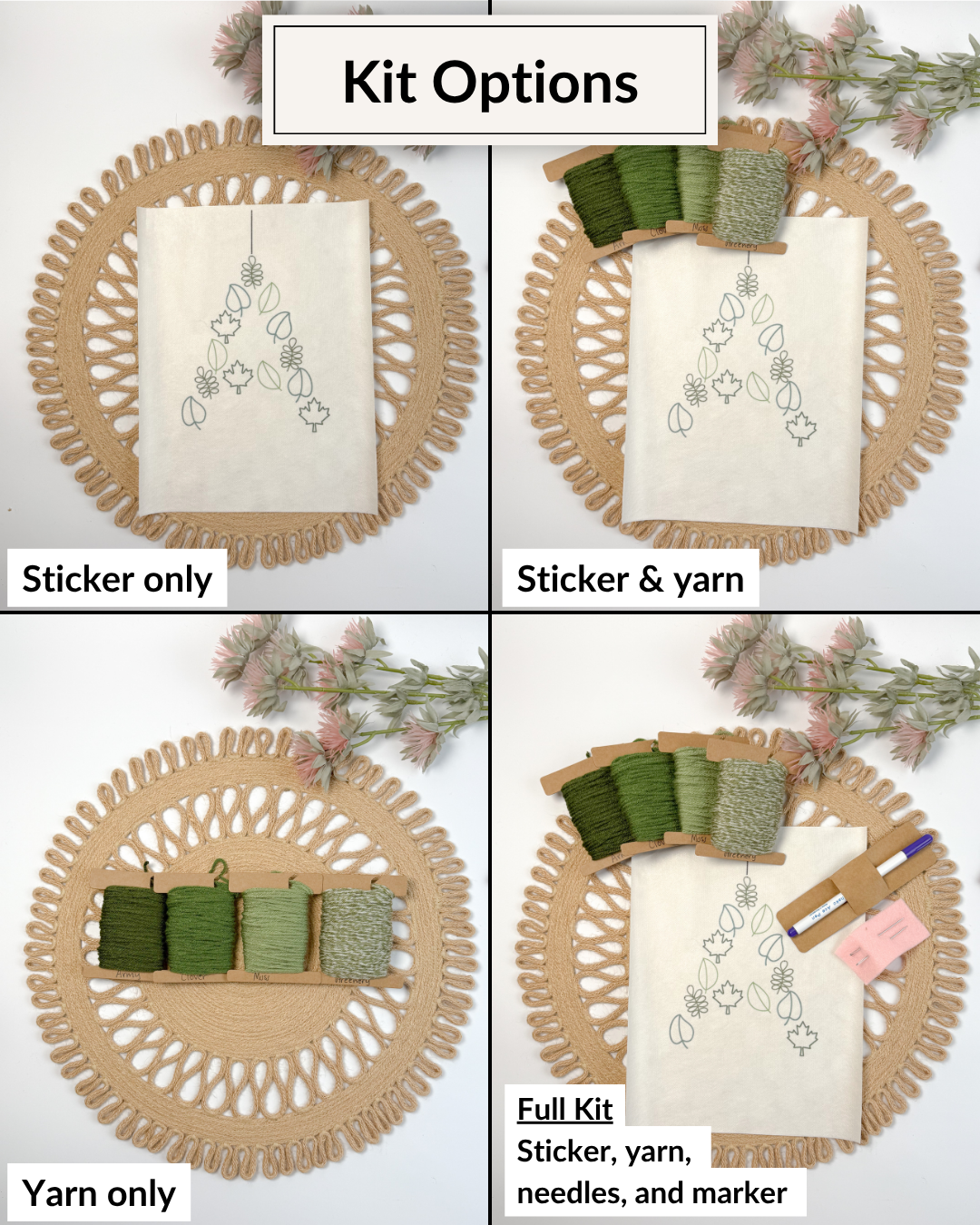 Kit de broderie DIY Lettre Feuille (A-Z) et (0-9)