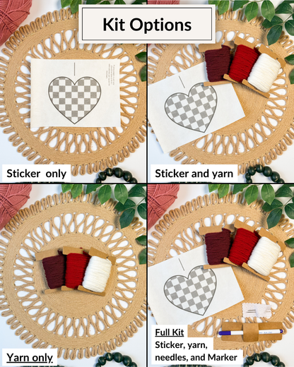 Kit DIY de broderie de cœurs à carreaux/pour la Saint-Valentin en fil de laine