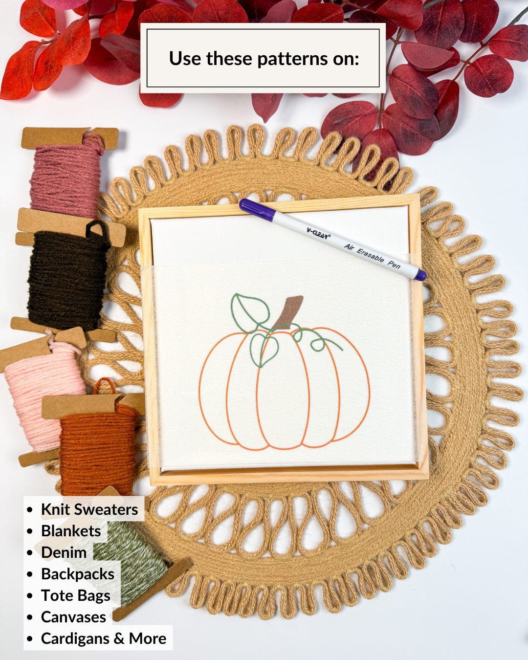 Kit de broderie DIY Citrouille d'automne