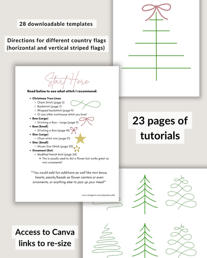 Christmas Tree Line Embroidery Patterns (Digital Download)