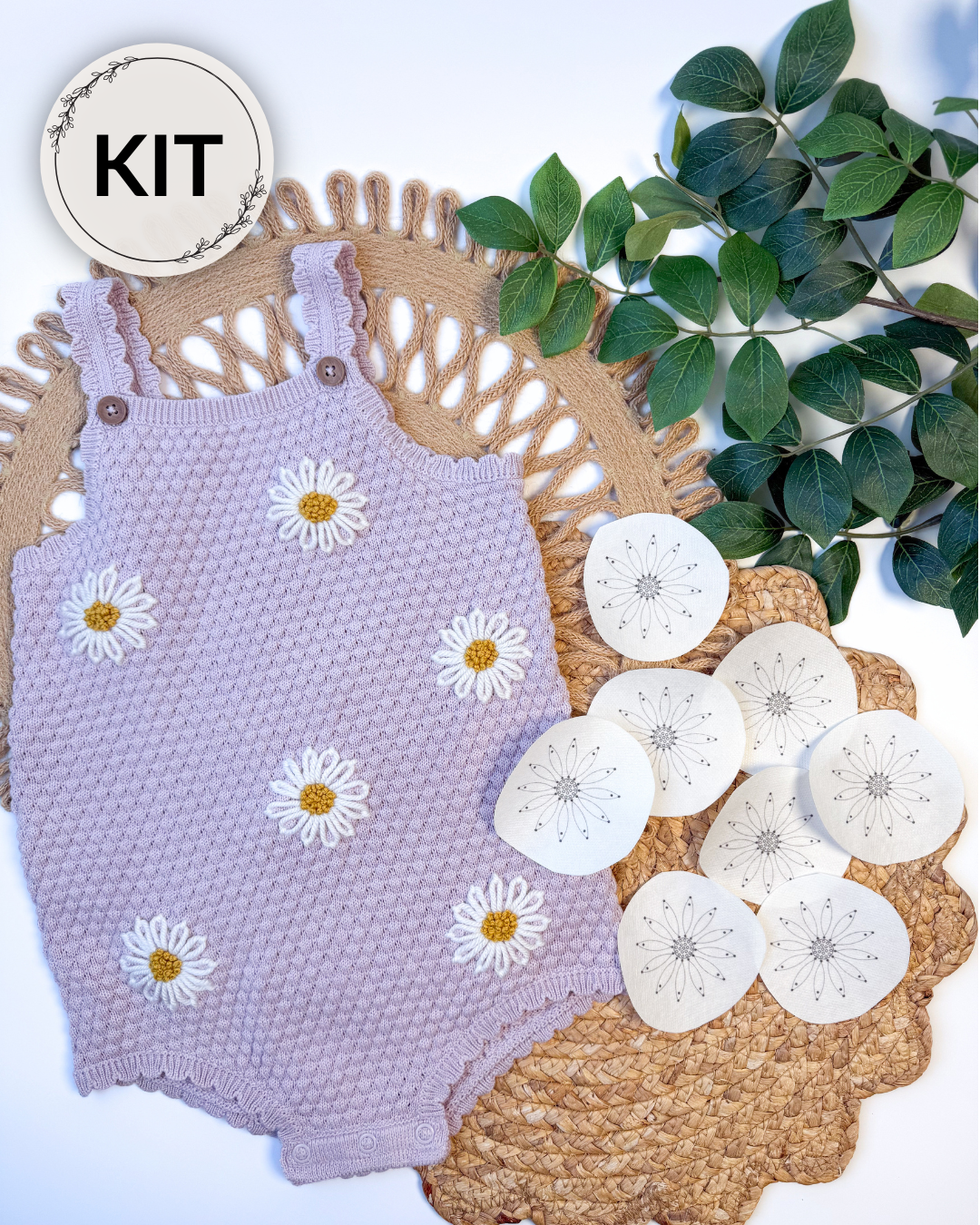 Sunflower & Daisy Letter/Number Embroidery Pattern Yarn Embroidery DIY Kit