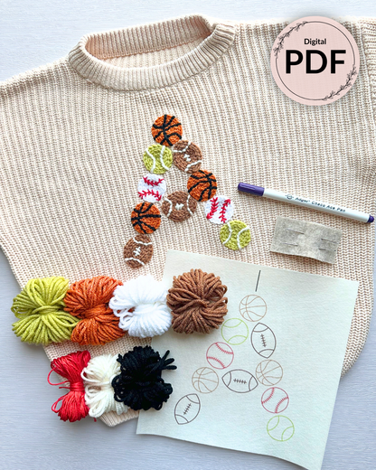 Sport Balls Letter Embroidery Patterns (A-Z) & (0-9) (Digital Download)