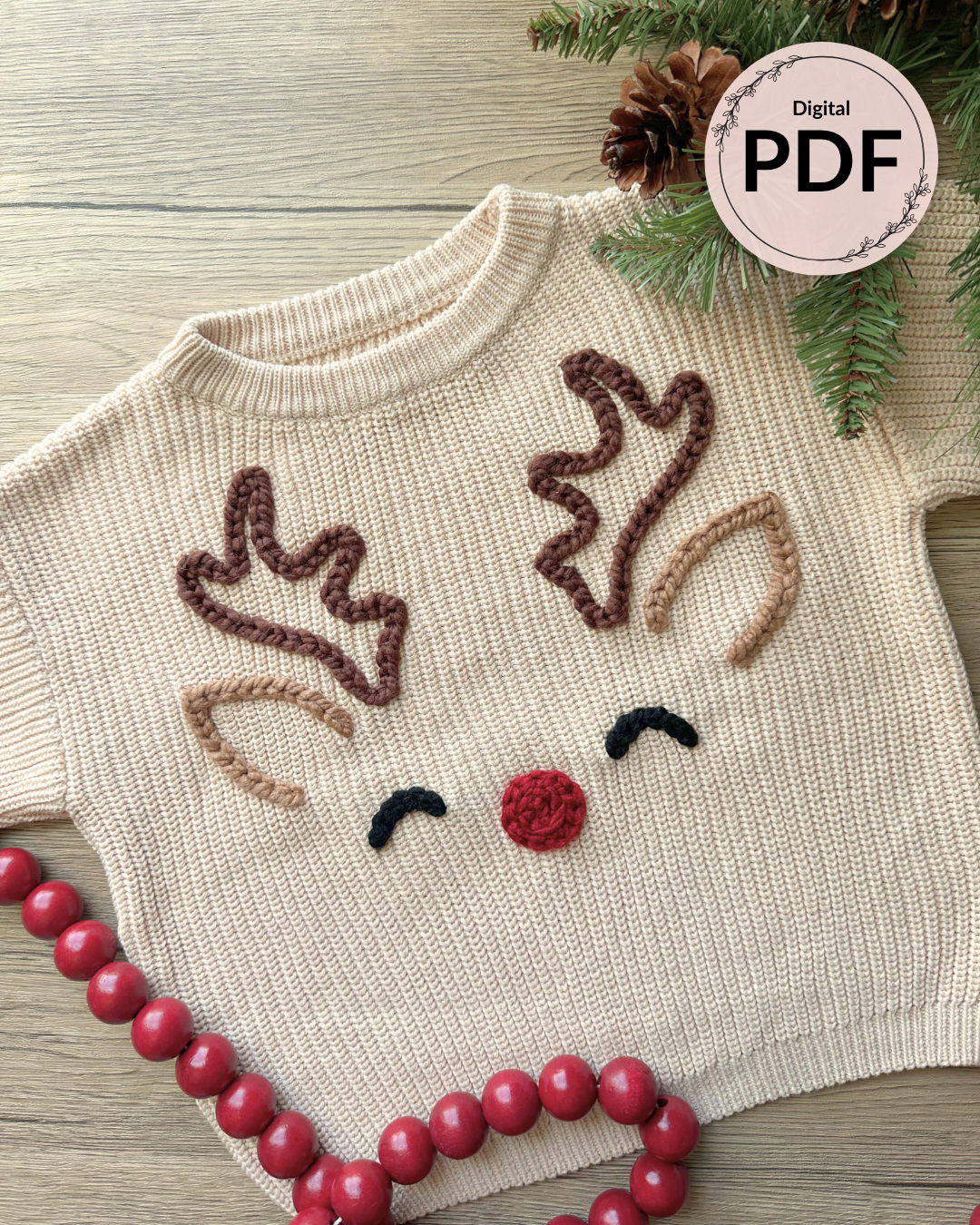Reindeer Face Embroidery Patterns (Digital Download)