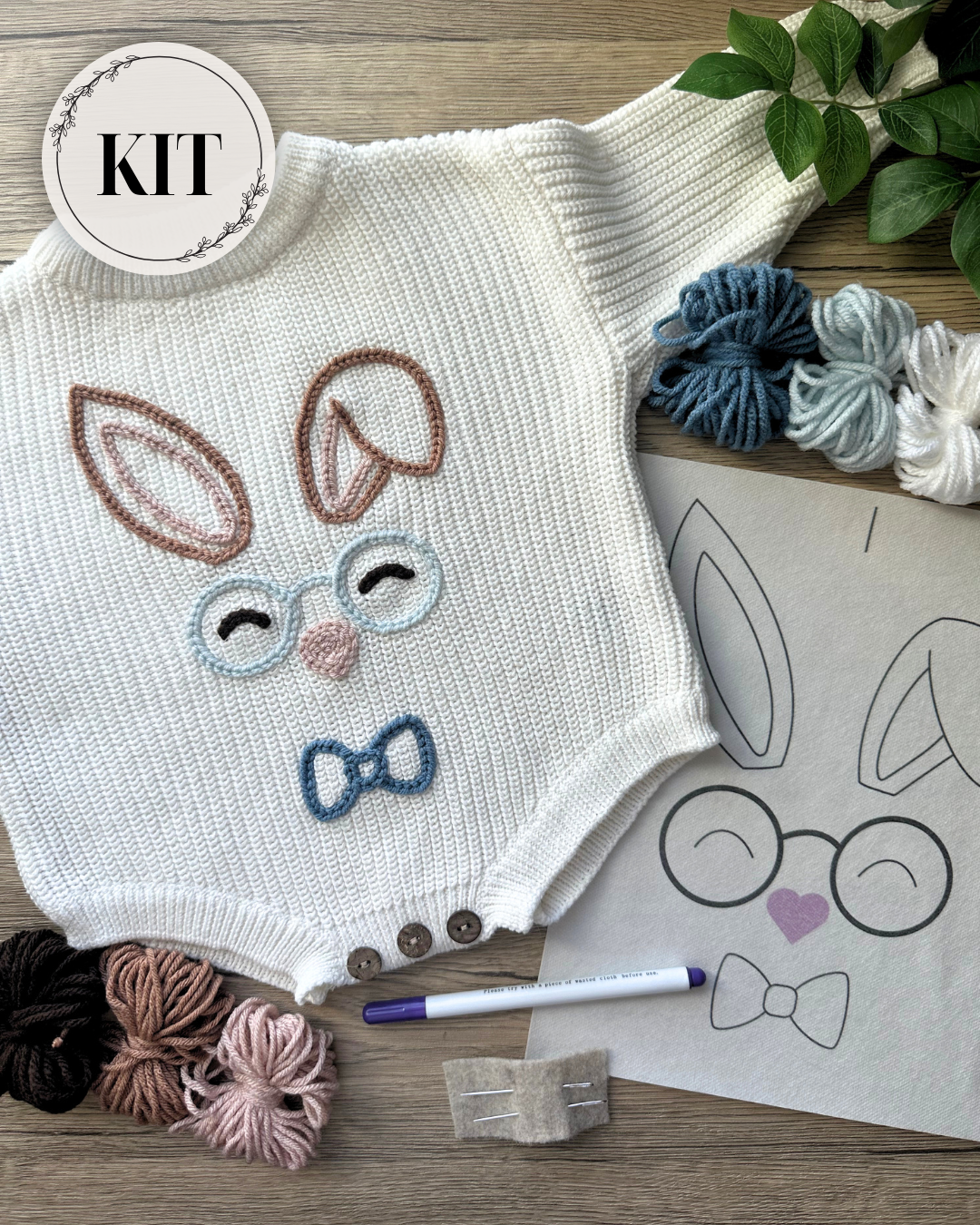 Easter Bunny Face Embroidery DIY Kit