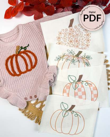 Patrons de broderie de citrouilles d'automne (Téléchargement numérique)