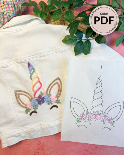 Motif de broderie numérique Visage de Licorne (Téléchargement numérique)