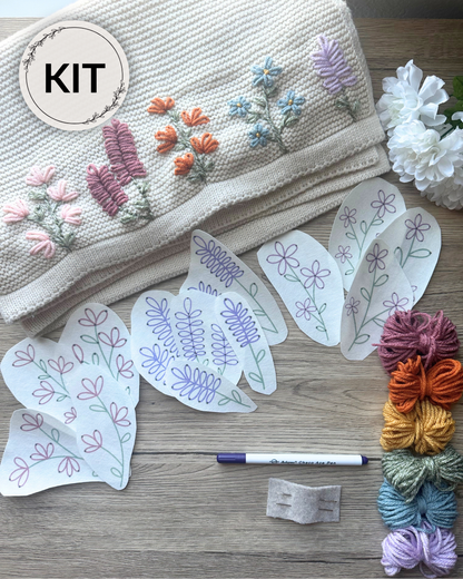 Kit DIY de broderie Couverture de fleurs sauvages