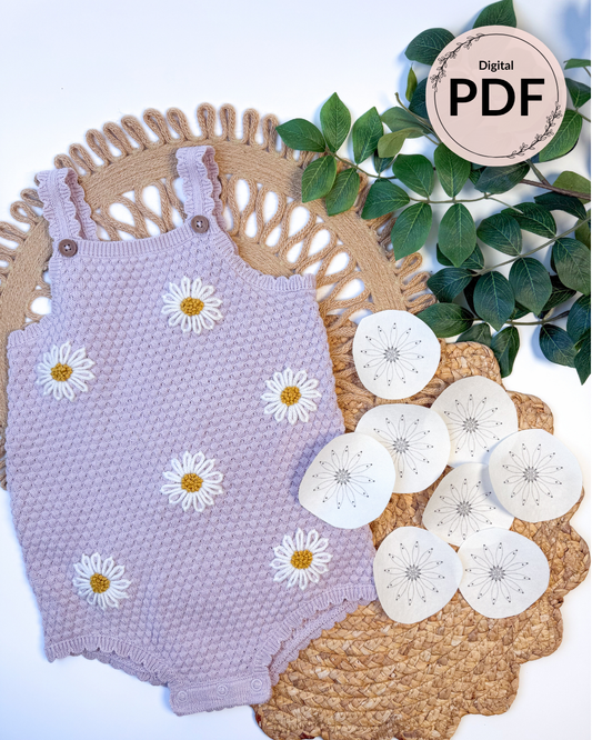 Sunflower & Daisy Single Flowers Embroidery Patterns (Digital Download)