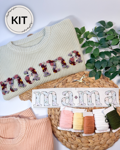 Wildflower Alphabet Yarn Embroidery DIY Kit - Mama, Nana, Any Name!