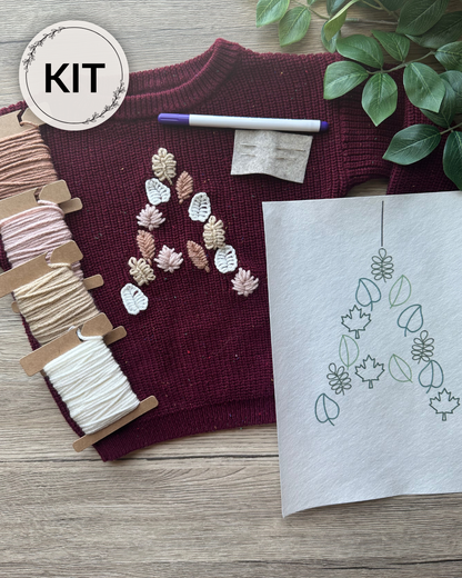 Kit de broderie DIY Lettre Feuille (A-Z) et (0-9)