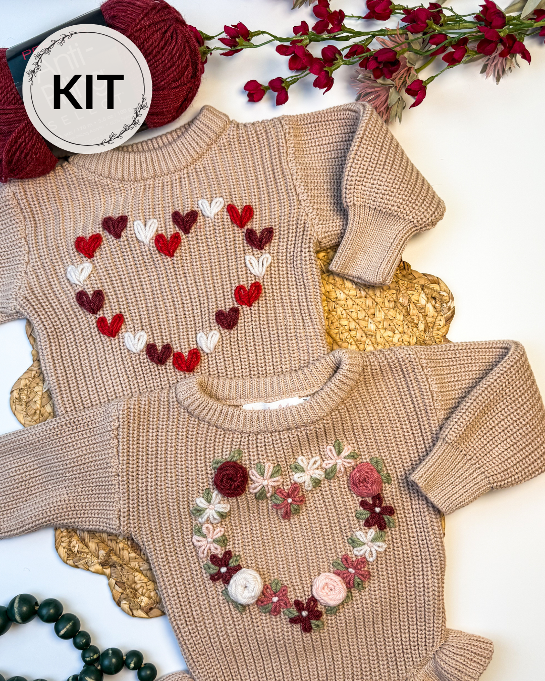 Floral Heart Embroidery DIY Kit