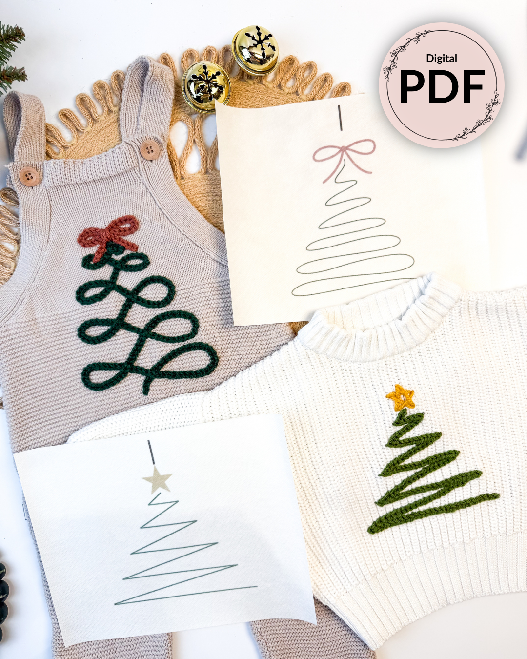 Christmas Tree Line Embroidery Patterns (Digital Download)
