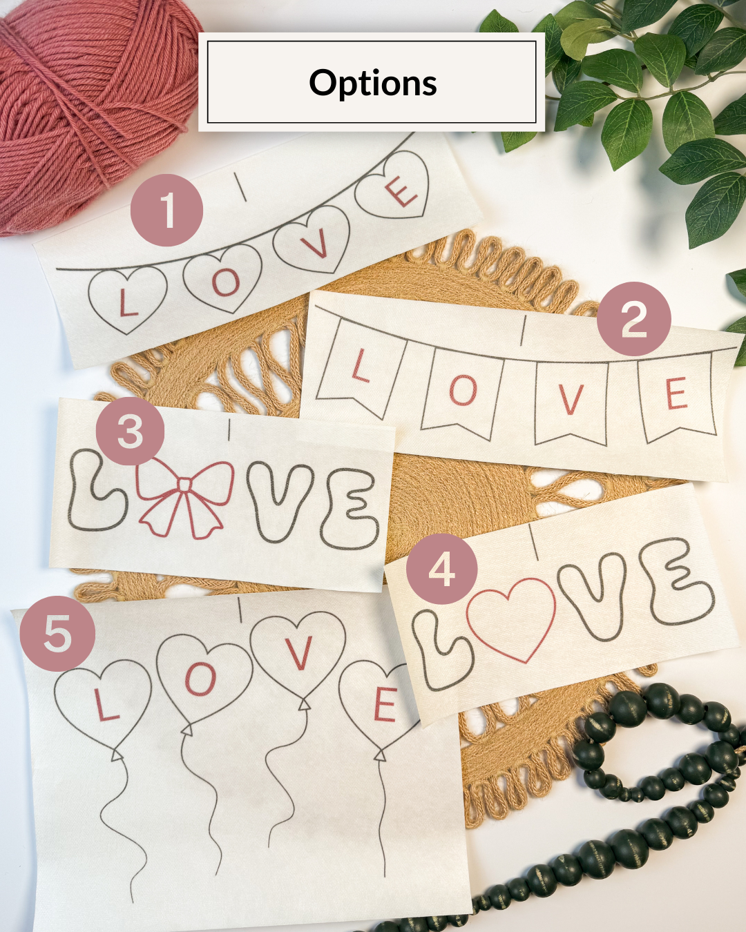 Valentines Day Banners and Words Yarn Embroidery DIY Kit