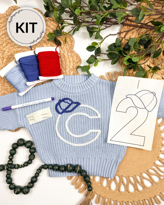 Baseball Hat Alphabet & Letter Yarn Embroidery DIY Kit