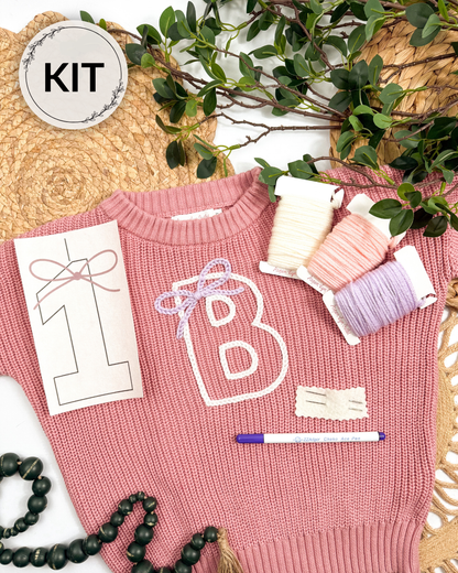 Bow Alphabet & Letter Yarn Embroidery DIY Kit
