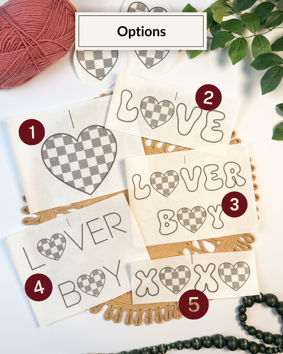 Checkered Hearts/Valentines Day Yarn Embroidery DIY Kit