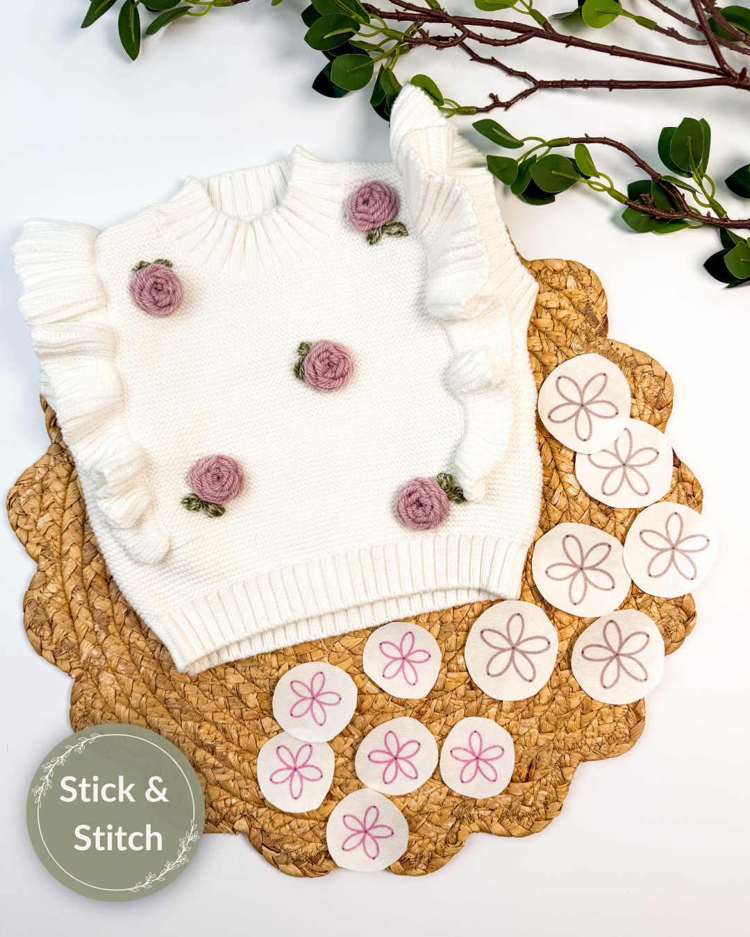 Small Daisy and Rose Flower Stick & Stitch Pack
