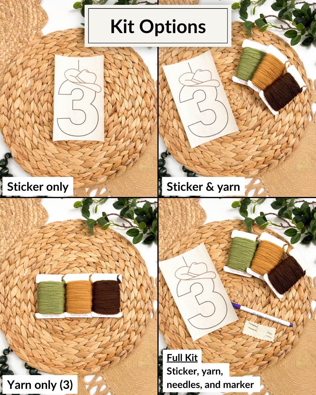 Cowboy Hat Alphabet & Letter Yarn Embroidery DIY Kit