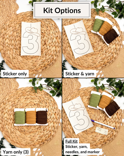 Cowboy Hat Alphabet & Letter Yarn Embroidery DIY Kit