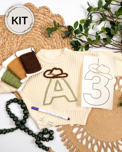 Cowboy Hat Alphabet & Letter Yarn Embroidery DIY Kit
