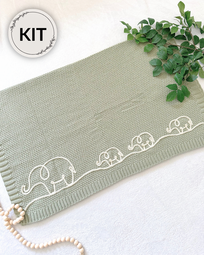 Elephant Line Drawings DIY Kit - Blanket