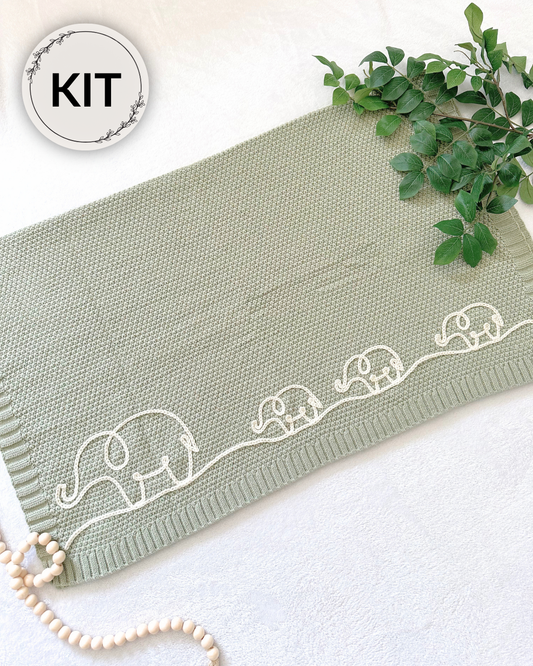 Elephant Line Drawings DIY Kit - Blanket
