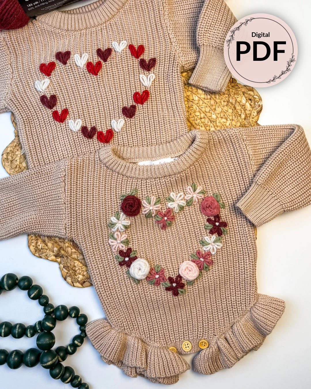 FREE Floral Heart Embroidery Patterns (Digital Download)