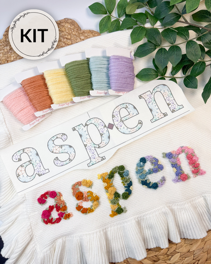 Motifs de broderie de lettres/chiffres Tournesol et Marguerite (A-Z) et (1-9) Kit de bricolage de broderie de fil