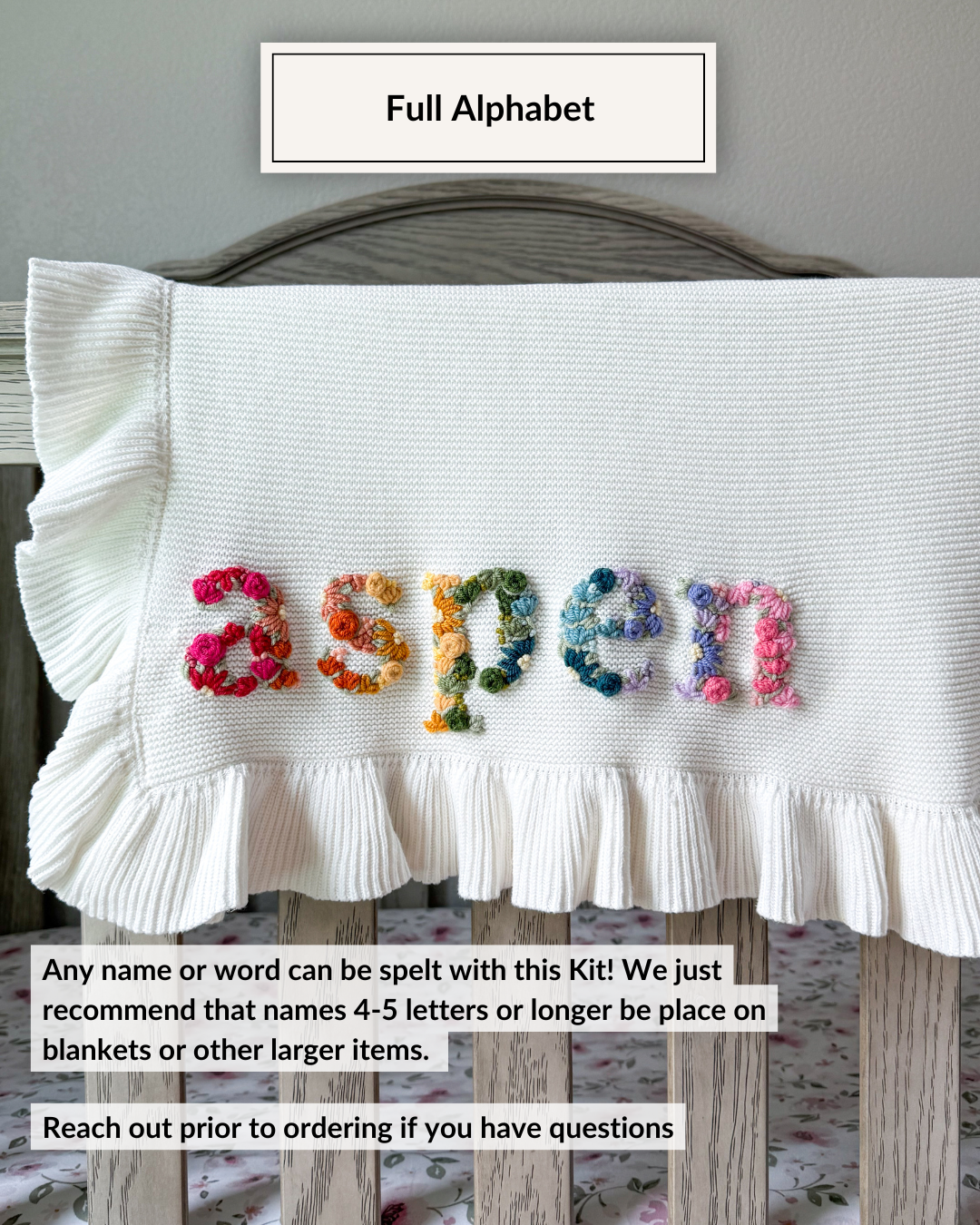 Wildflower Alphabet Yarn Embroidery DIY Kit - Mama, Nana, Any Name!