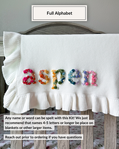 Wildflower Alphabet Yarn Embroidery DIY Kit - Mama, Nana, Any Name!