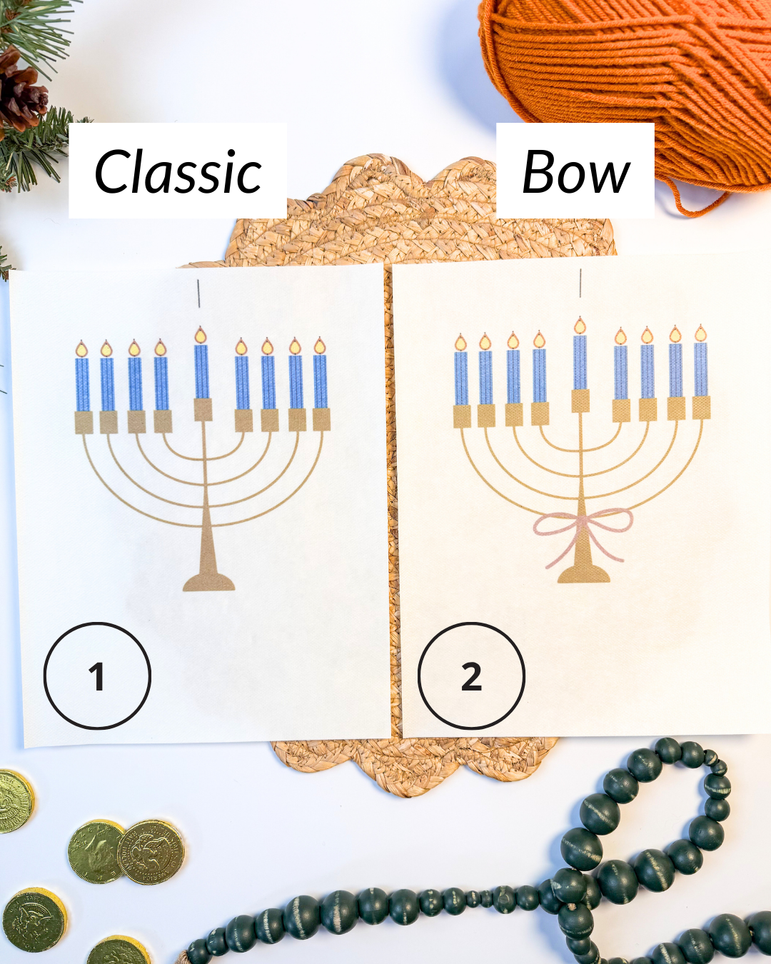 Hanukkah Menorah Yarn Embroidery DIY Kit