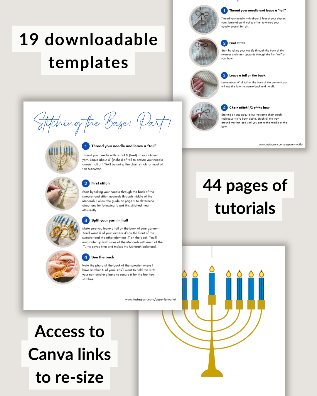Hanukkah and Menorah Embroidery Patterns (Digital Download)